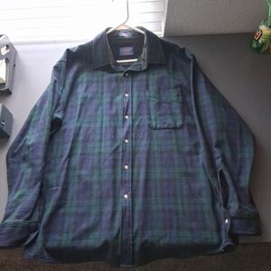 Vintage Pendleton Wool Tartan Plaid Longsleeve Shirt Large Blue Green